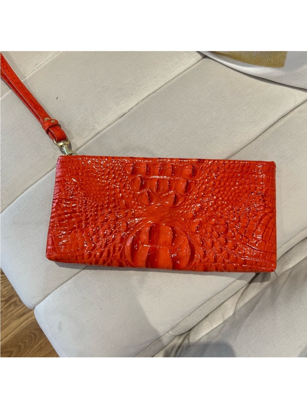 Orange Croc-Embossed Wristlet Clutch - Women's Bag - Picture 2 of 5